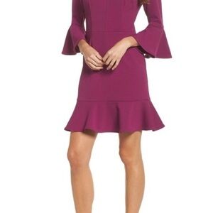 Trina Turk Purple Bell Sleeve Dress, sz 6